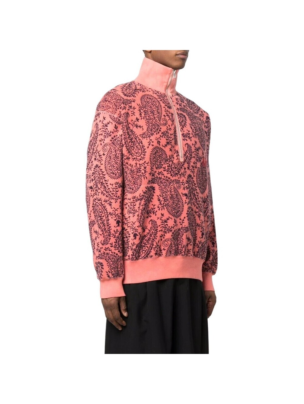 NEW Aries Made in Italy Coral Paisley 1/2 Zip Sweater Small